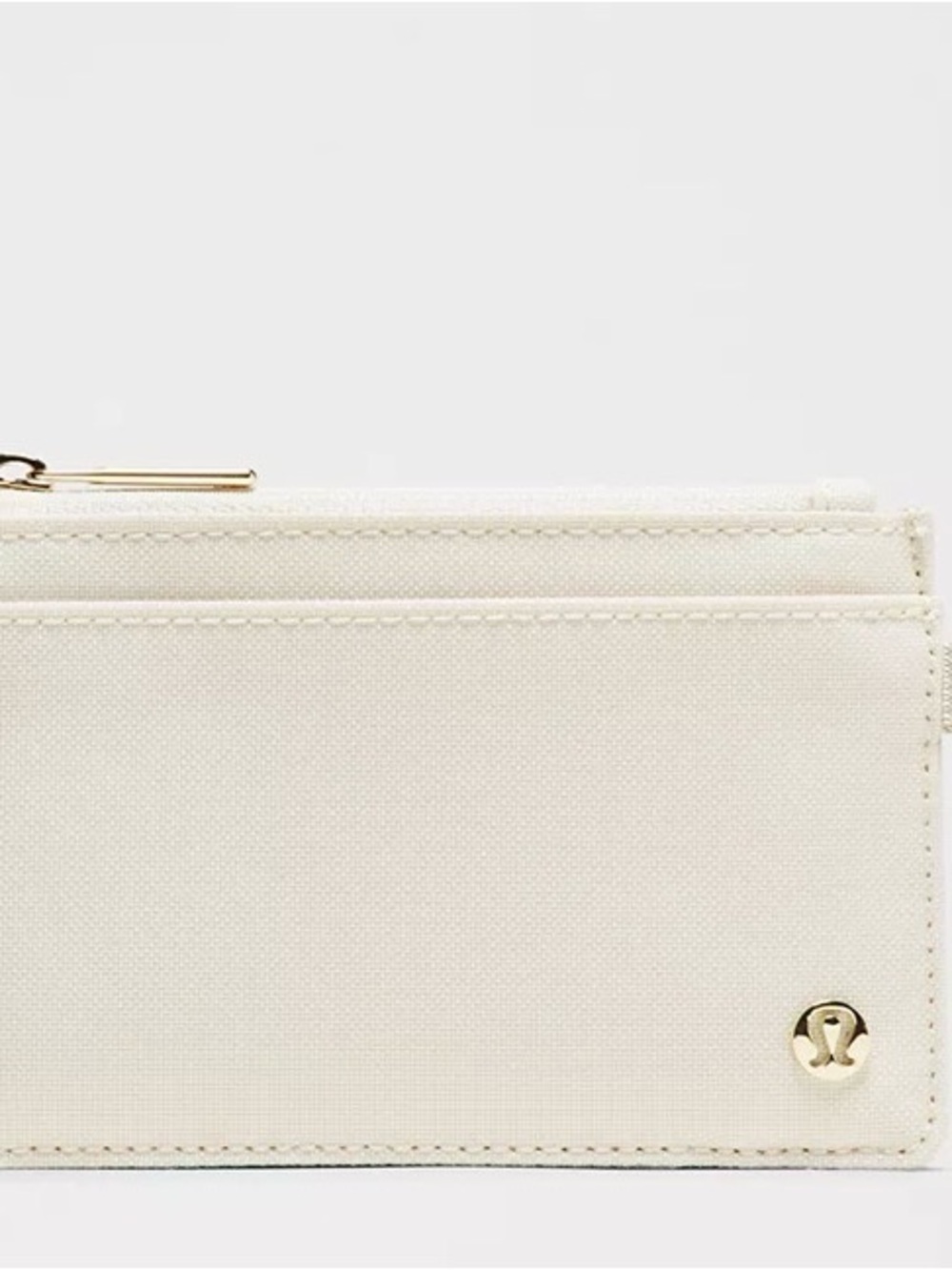 lululemon athletica Cream Canvas Card Wallet with Gold Hardware